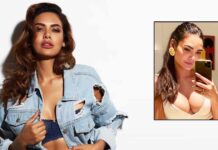 Esha Gupta Flaunting Her Cleavage In Plunging Neckline Crop Top & Sky Blue High-Waist Pants Will Make You Day More Delightful
