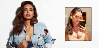 Esha Gupta Flaunting Her Cleavage In Plunging Neckline Crop Top & Sky Blue High-Waist Pants Will Make You Day More Delightful