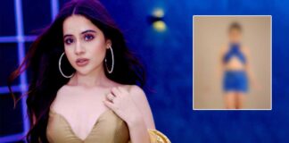 Bizarre: Uorfi Javed dresses up in just blue wires!