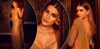 Kriti Sanon Looks Like A Goddess In This Golden Falguni Shane Peacock Creation