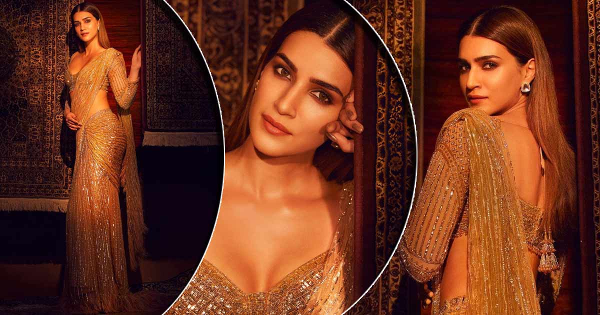 kriti sanon in golden saree