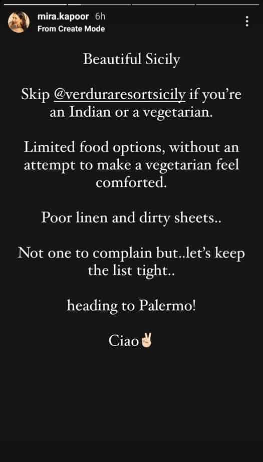 Shahid Kapoor's Wife Mira Rajput Gets Trolled After Slamming Sicily Restaurant For Not Having Vegan Food