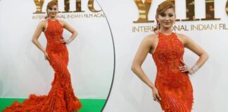 Urvashi Rautela left everyone stunned in Abudhabi with her amazing Orange 20 Lakh,Furne Amato gown at the IIFA Awards 2022