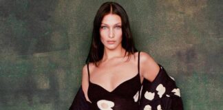 Bella Hadid Worn A Beautiful Alexandre Vauthier With A Sapphire Stone Necklace