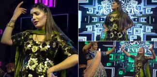Bigg Boss 11 contestant and desi Queen, Sapna Choudhary performs on her upcoming song Kaamini during a wedding