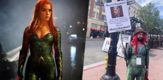 Johnny Depp Fan Dresses Up As Mera With A Poop Hat, Protests At Comic Con For Removal Of Amber Heard From Aquaman 2