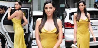 Nora Fatehi Looks So Gorgeous In This Sunshine Yellow Satin Dress, Have A Look