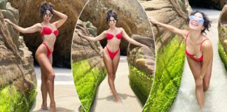 Vanessa Hudgens Set The Summery Vibe In A Bright Red Bikini & A Diamond Belly Button