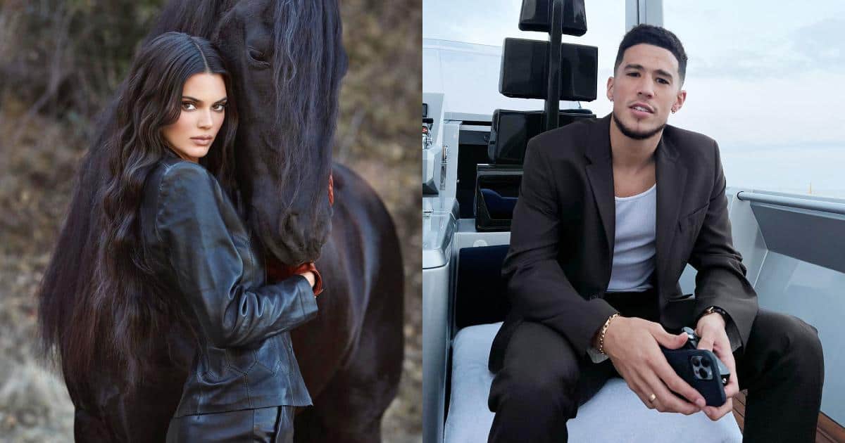 Kendall Jenner sits pantless on beau Devin Booker's lap