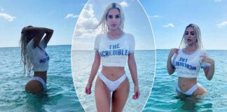 Kim Kardashian Stuns In A Tiny Bikini Bottom & A See-Through Body-Clinging Crop Top, Deets Inside