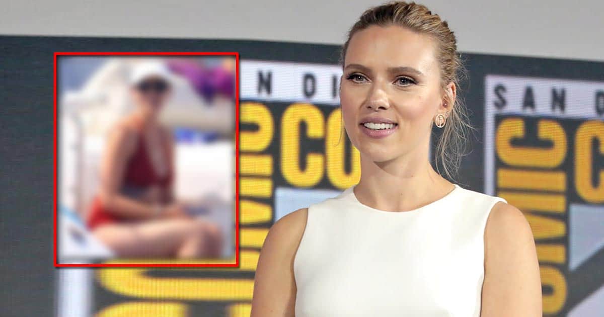 Scarlett Johansson Keeps It Casual A Red Bikini With A High Waist Bottom