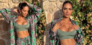Esha Gupta Looks Ravishing As She Poses In A Green-Printed Co-Ord Set