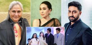 When Jaya Bachchan Introduced A Blushing Karisma Kapoor As Her To-Be Bahu Saying “That’s Abhishek Bachchan’s Gift To His Parents” – Video Inside Jaya Bachchan Once Introduced A Blushing Karisma Kapoor As Her To-Be Bahu Before The Bachchans, Nandas & Kapoors Posed For A Family Snap