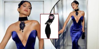 Kylie Jenner Slays In A Midnight Blue Plunging Neckline Velvet Dress Paired With An Anatomical Heart Shocker! Eludes Queen Of Hell Vibes
