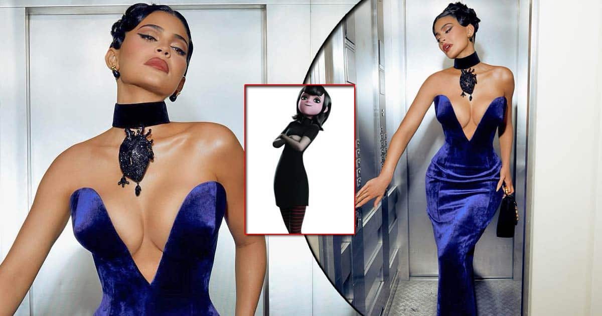 Kylie Jenner's Plunging Blue Velvet Dress: Paris Fashion Week