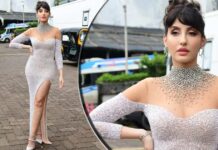 Nora Fatehi Dazzles In A Silver Shimmery Slit Gown, Brings Back The Princess Vibes!