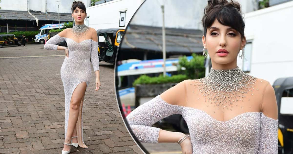 Nora Fatehi Dazzles In A Silver Shimmery Slit Gown, Brings Back The Princess Vibes!