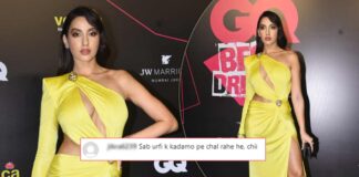 Nora Fatehi Flaunts Her Curvaceous Figure In A Yellow Body-Fitting Gown With Cut-Out Across The Br*asts, Netizens Troll “Silicone Silicone Everywhere” Nora Fatehi Flaunts Her Curvaceous Figure In A Yellow Body-Fitting Gown With Cut-Out Across The Br*asts, Netizens Aren’t Impressed!