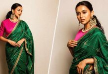 Tejasswi Prakash Dons A Green Coloured Bandhini Silk Saree, Exudes Royalty In It