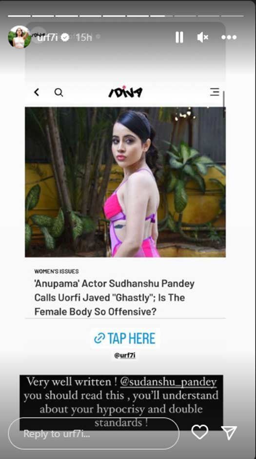 Anupamaa Actor Sudhanshu Pandey Calls Uorfi Javed's Videos 'Ghastly Sights', The Actress Lashes Out