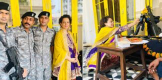 Kangana celebrates Dussehra with CRPF personnel, performs shastra pooja