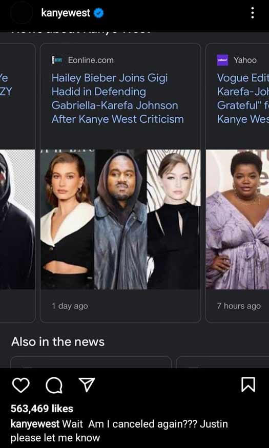 Kanye West Tells Justin Bieber "Get Your Girl (Hailey Bieber) Before I Get Mad" - Read On To Know Why