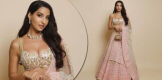 Nora Fatehi Puts Out A Racy Display With Ample Cleav*ge Revealing Low-Cut Blouse In A Pink Chikankari Lehenga - Check Out Pics