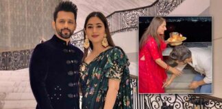 Rahul Vaidya Sends Major #HusbandGoals After He Touched Wife Disha Parmar’s Feet During Karwa Chauth Puja