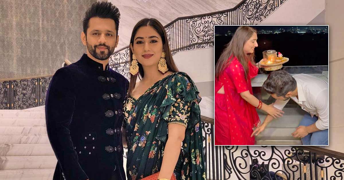 Rahul Vaidya Sends Major #HusbandGoals After He Touched Wife Disha Parmar’s Feet During Karwa Chauth Puja
