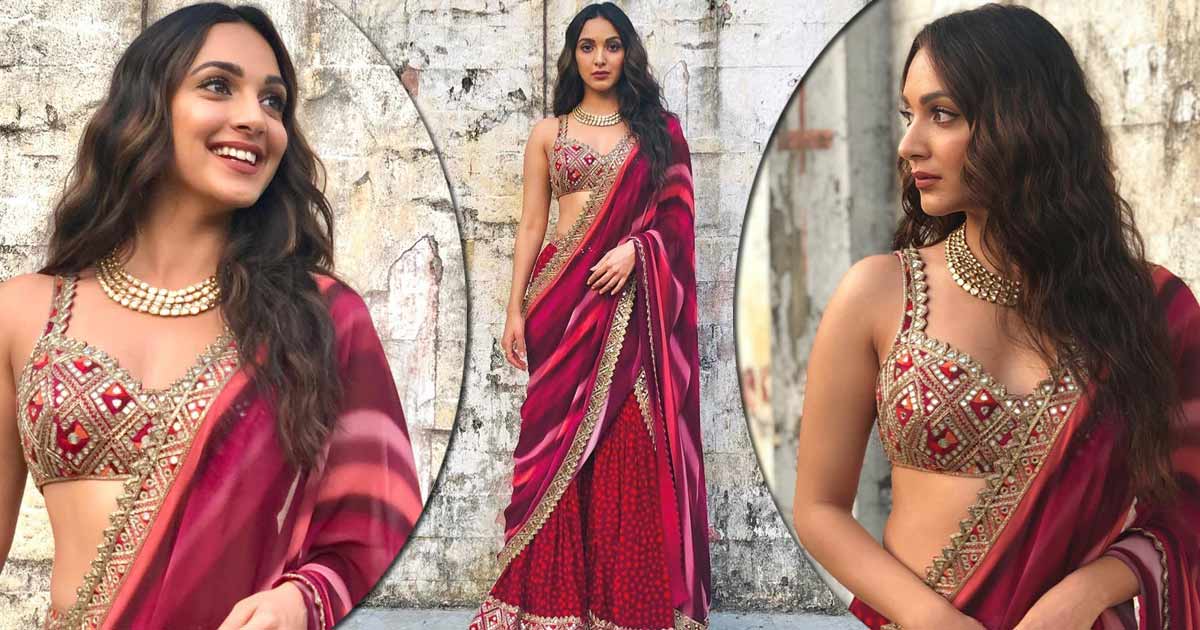 When Kiara Advani Exposed Her Toned Midriff Coupling A Plum Coloured Gharara Set With A Low-Cut Neckline Blouse, Check Out