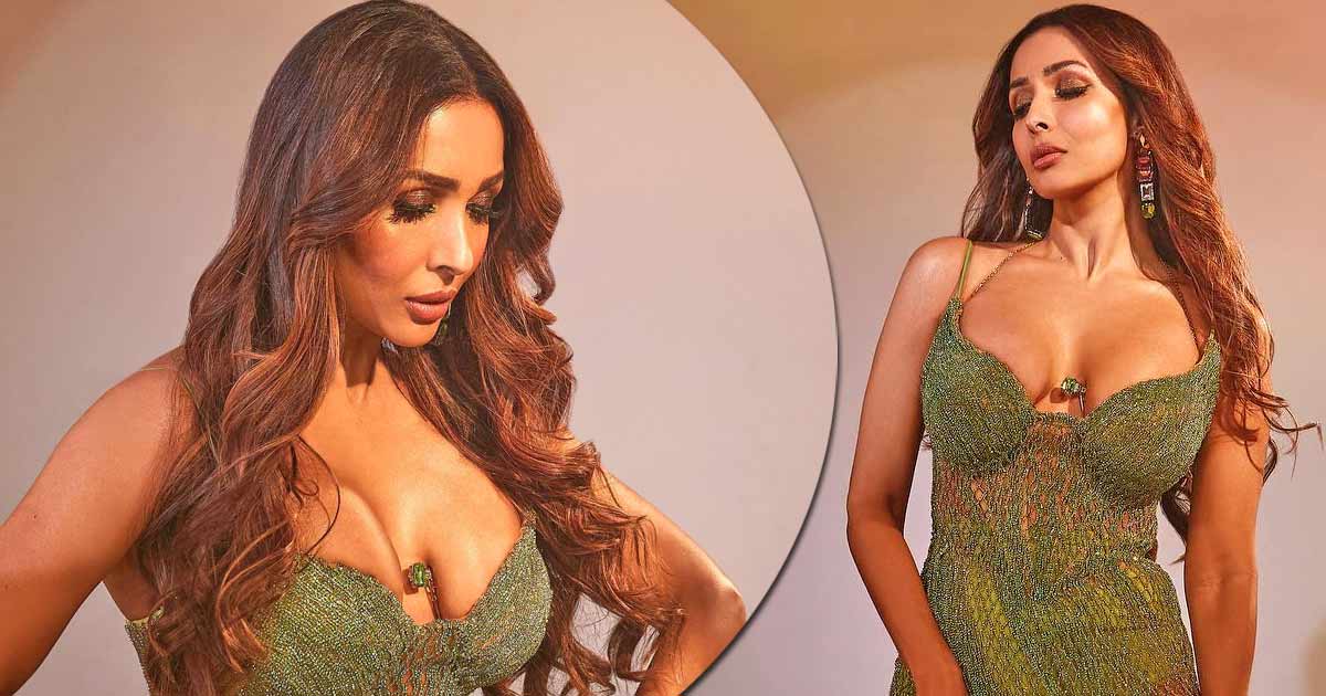 Malaika Arora Shows Off Her Busty Assets In A Green Netted Dress With A  Plunging Neckline & Thigh-High Slit, She Sure Can Give A Run For Money To  All Supermodels!