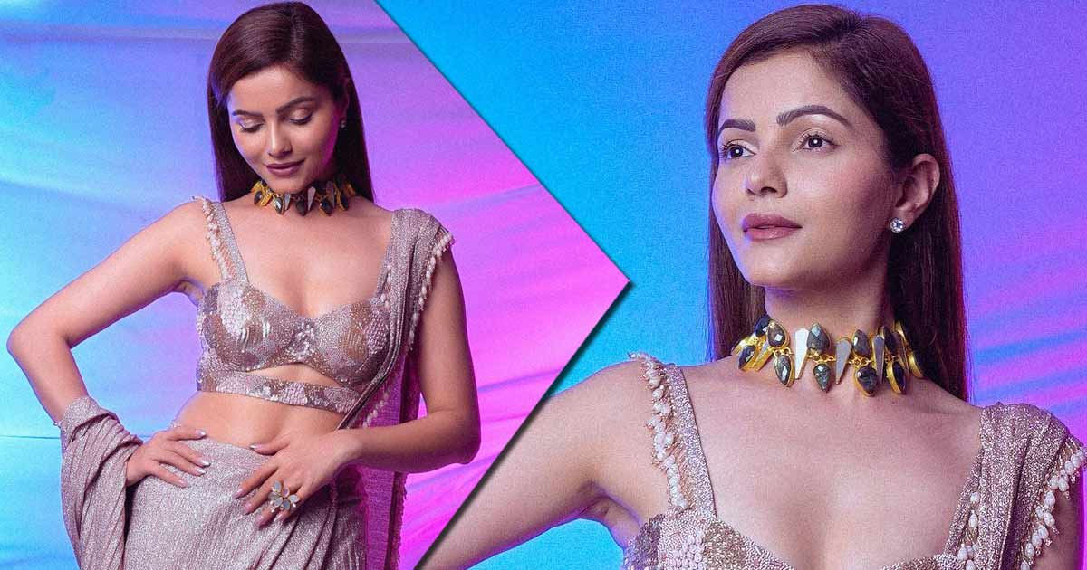 Rubina Dilaik Dons A Trending Dusty Mauve Coloured Saree With A