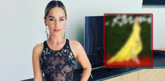 When Emilia Clarke’s Dramatic Cut-Out Design At Her B**bs Made Many Heads Turn As She Slayed In A Bright Yellow Schiaparelli Gown When Emilia Clarke's Dramatic Cut-Out Design At Her B**bs Made Many Heads Turn As She Slayed In A Bright Yellow Schiaparelli Gown, Check Out