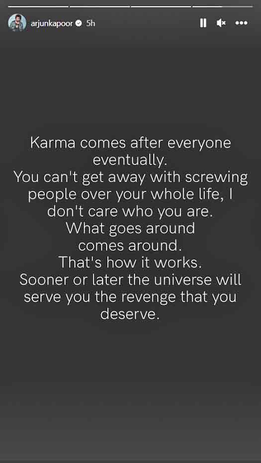 Arjun pens a cryptic post about karma after slamming news portal