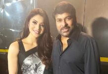 Chiranjeevi happily flirts with Urvashi Rautela at 'Waltair Veerayya' event
