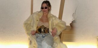 Hailey Bieber Shows Off Her Tiny Thong & Well-Toned Abs In Sheer Brown Strapless Dress