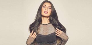 Jacqueline Fernandez Stuns In A Black Netted Sequined Backless Dress