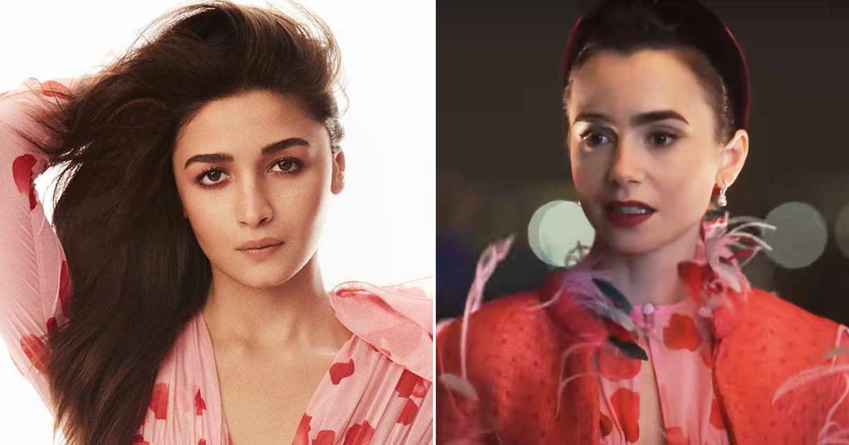 Emily in Paris Season 3: Lily Collins Spotted Wearing Pink and Red Flower  Petal Dress Similar to Alia Bhatt's on Koffee With Karan