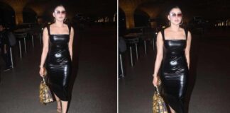 Urvashi Rautela knows how to ace a sext latex dress makes heads turns, as she gets captured at the Mumbai Airport