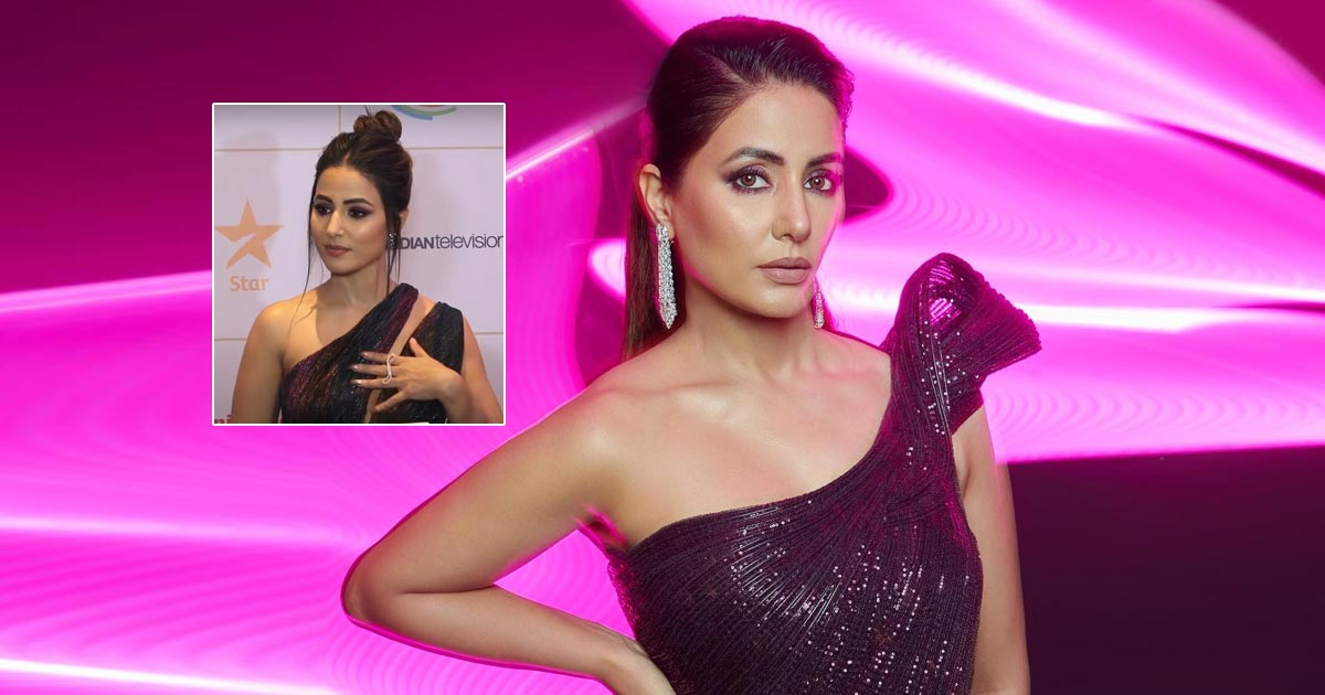 When Hina Khan Looked Seemingly Uncomfortable & Kept Adjusting Her Assets In A One-Shoulder Thigh-High Slit Gown
