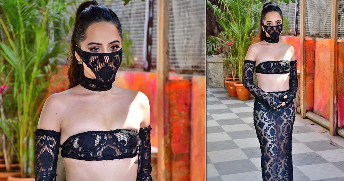 Uorfi Javed Steps Out Wearing An All-Black Sheer Lacy Outfit With A Mask  Looking Like A Pa*ty, Gets Trolled As Netizens Ask “Muh Pe Chaddi Kon  Pehenta Hai?”