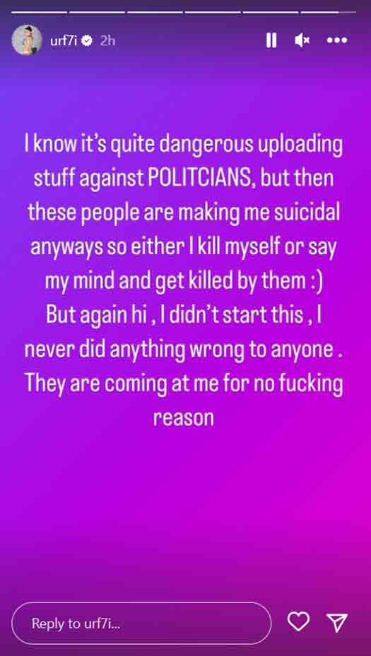 Uorfi Javed Writes “These People Are Making Me Suicidal Anyways So Either I Kill Myself Or…” As Politicians File Police Complain Against Her