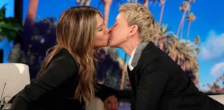 Jennifer Aniston Kissing Ellen DeGeneres