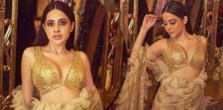 Uorfi Javed looks like a goddess as she adorns in an opulent attire by designer duo Abu Jani and Sandeep Khosla