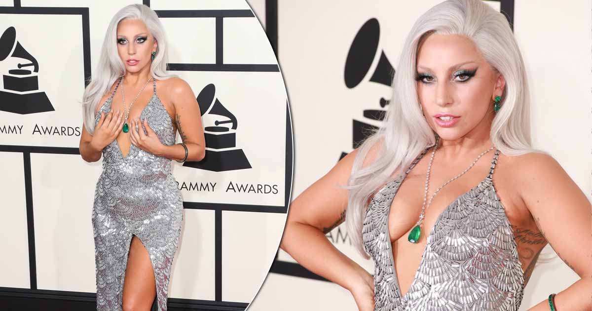 When Lady Gaga Stuck An Emerald Neckpiece In Between Her Voluptuous B**bs  Looking Like A S*x-Goddess In A Silver Dress!