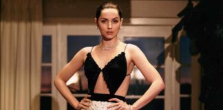 Ana de Armas Brings Marilyn Monroe To Life In An Almost-Clamoflauged Sparkly Sequin Dress & Bold Berry Lips