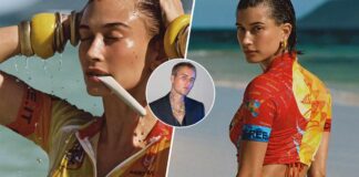 Hailey Bieber Puts Her Sultry As* On Display, Giving Major Summer Beach Vibes In A Brown Thong & An Orange Crop Top!