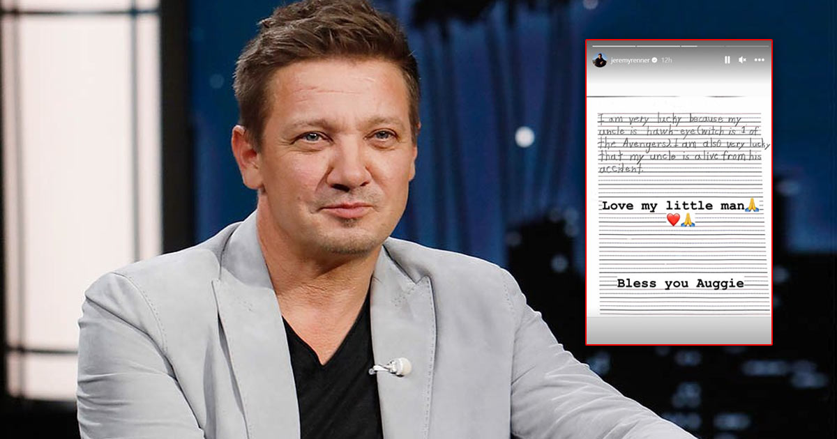 Jeremy Renner shares note from his nephew as he recuperates