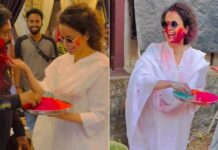 Kangana Ranaut plays Holi on the sets of 'Chandramukhi 2'