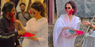 Kangana Ranaut plays Holi on the sets of 'Chandramukhi 2'